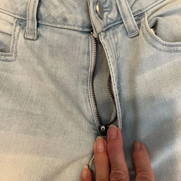 Vince Camuto size 27/4 light blue flouncy ruffle raw edge hem EUC worn 2 times - Picture 3 of 10